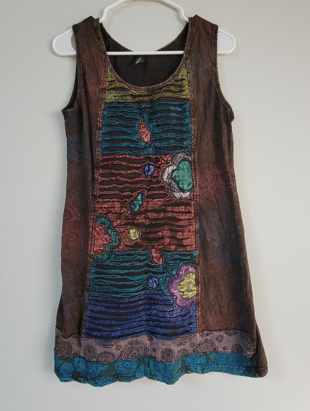 Sacred Threads Mini Dress Women Size M* Hippie Bohemian Goblincore Forest Fairy